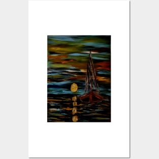 Sailing at sunset. Posters and Art